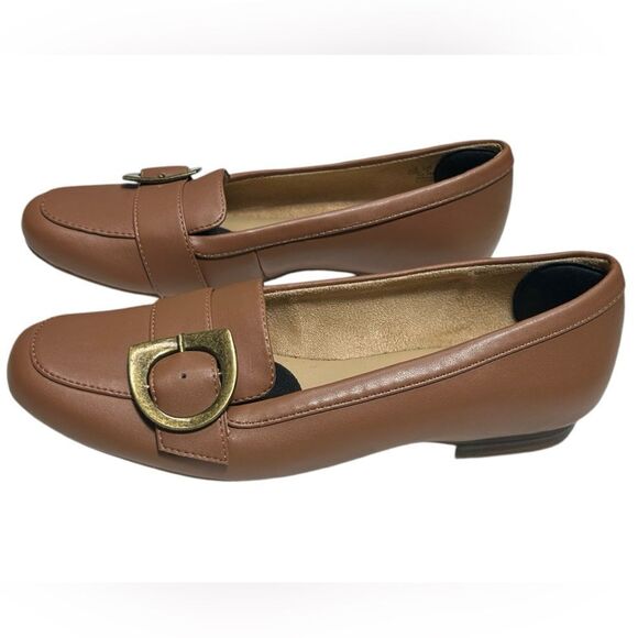 Naturalizer Kayden Moc Vegan Leather Loafer Faux Leather Flats Buckle Slip on - Picture 1 of 13